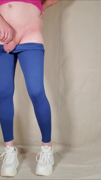 Stunning moment from "Young Femboy has his dick tucked in New leggings and showing his big butt"