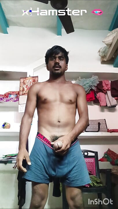 A lonely man is masturbating at home