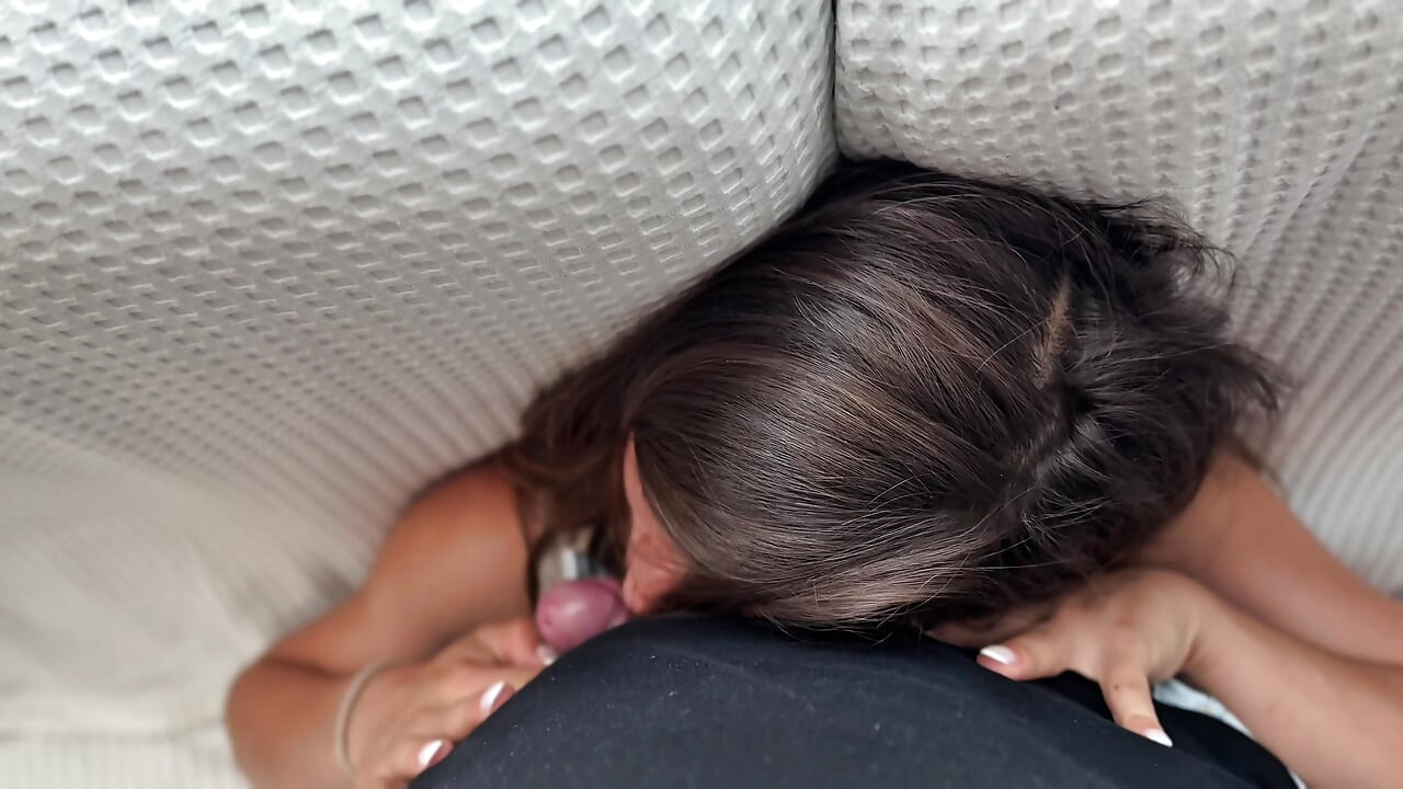 Intense Deepthroat Gagging Blowjob on the Sofa