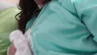 wank in mint green satin lingerie