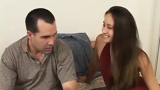 Brunette fucked hard on the couch