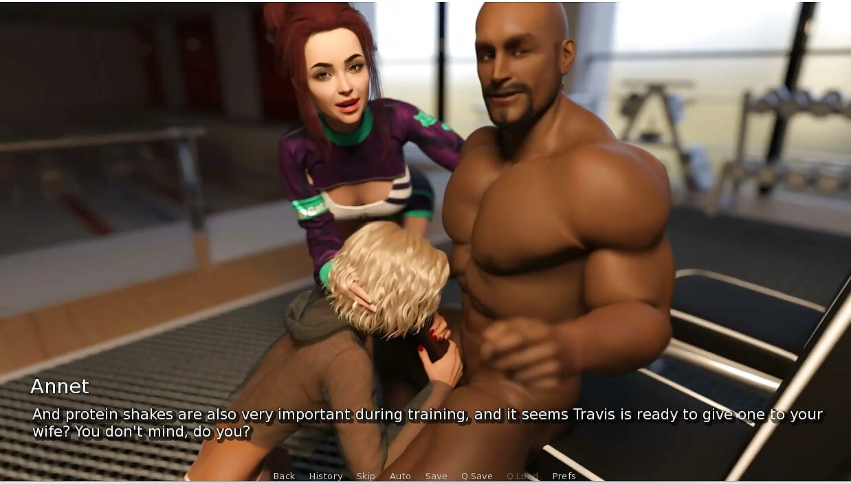 My Hotwife - Gameplay - Roleplay - Wife Sucks Gym Trainer Big Black Cock Infront of Whole Gym