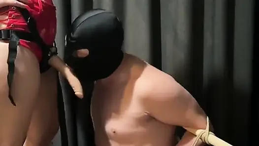 Pbp 2 Face Fucking in Tight Bondage by Beautiful Mistress Jennifer-no Escape for the Slave