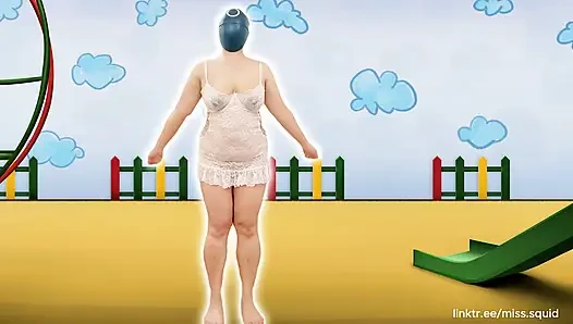Miss Squid Exercises in White Lingerie