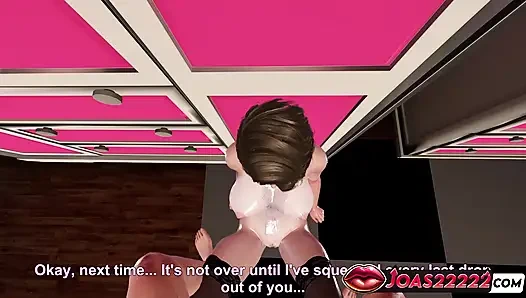 Heißes nasses anime-mädchen yuki Toudou in schwarzen strümpfen 3D Hentai handjob und schlampiger blowjob, was zu gesichtsbesamung führen