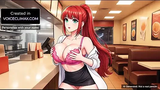 Женщина, работающая на прилавке фаст-фуда соблазняет меня бурными инструкциями по дрочке - F4M инструкция по дрочке