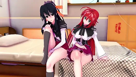 Akeno ve Rias bana sürpriz yapıyor çifte sakso - dxd ntr madness series