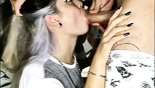 Kisses, caresses, and games end in a deepthroat that is strong, slow, and wet...
