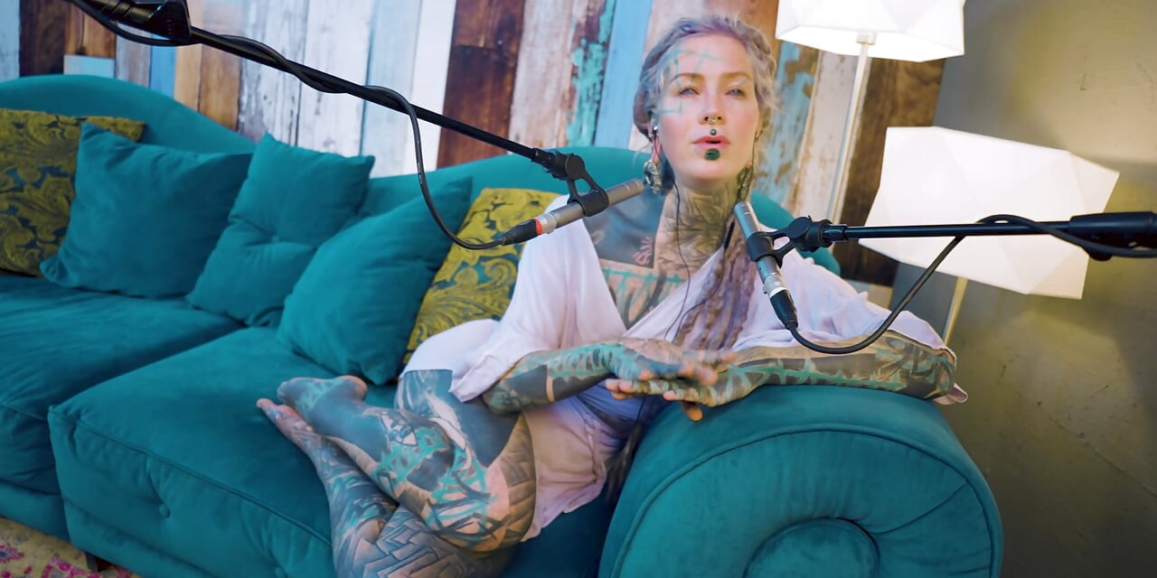I talk about A - authentic - ASMR - Podcast - Talking - tattoo girl model goth punk dreadlocks