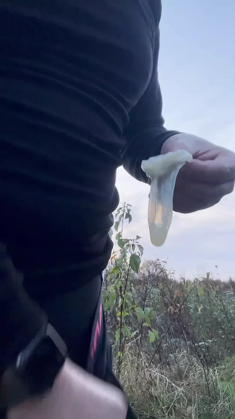 Used condom with sperma in the forest