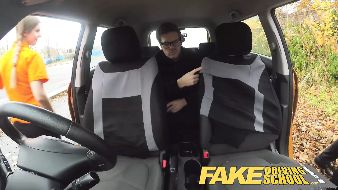 Fake Driving School Pigtailed cutie gets a face full of cum