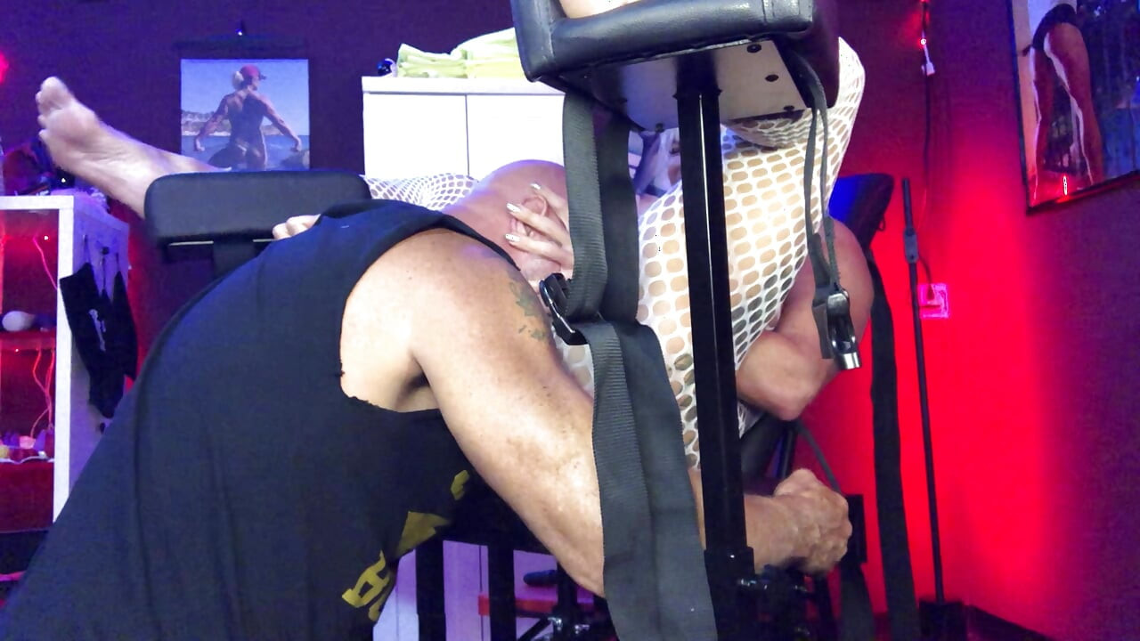 Hot Blode gets Put in her Obedience Chair and takes a Dildo in the Ass