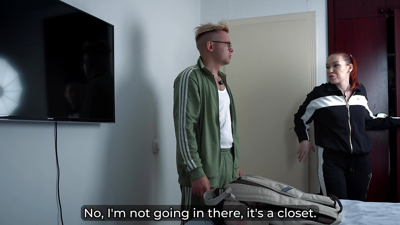 Step Mom Tests Step Son's Secret Gift on Shared Hotel Bed New Year's Eve