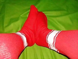 Red stocking horny