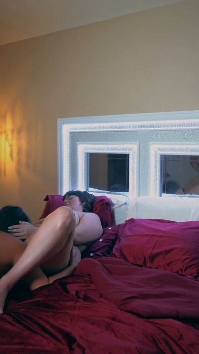 lucky girls play with big dick threesome double blowjob & doggystyle | Clip 1