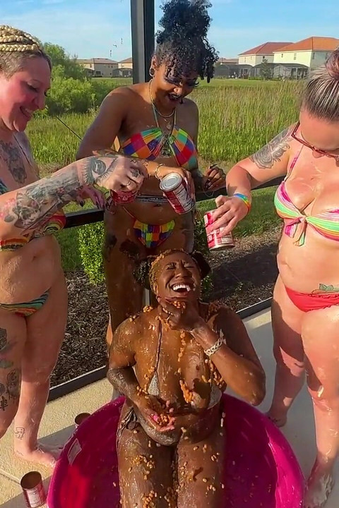 Messy Bean Play Four Hot Girls Squish Beans All Over Their Curves and Dare You to Lick Them Clean