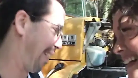 Nerd fucking busty brunette bus driver