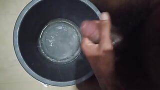 Jim masturbates and will cum without hands in a bucket
