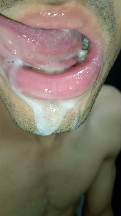 Cum in my mouth, play with your cum, and swallow it, sexy, femboy, trans, gay naughty, tongue, sloopy, six pack, fitness teen | Clip 1