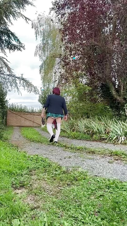 Dressed in a little green skirt for an evening out