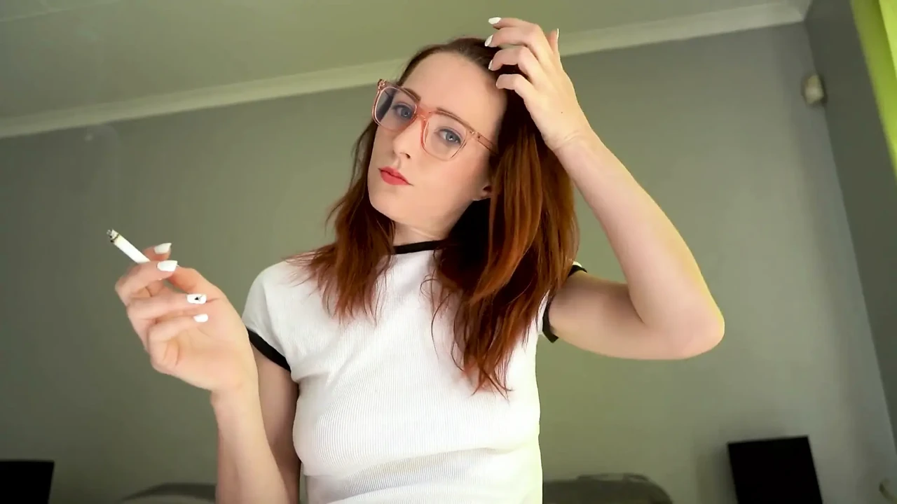 Hot Girl Smoking in Tight White Top