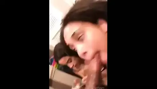 Two bitches sharing one cock to suck and deepthroat