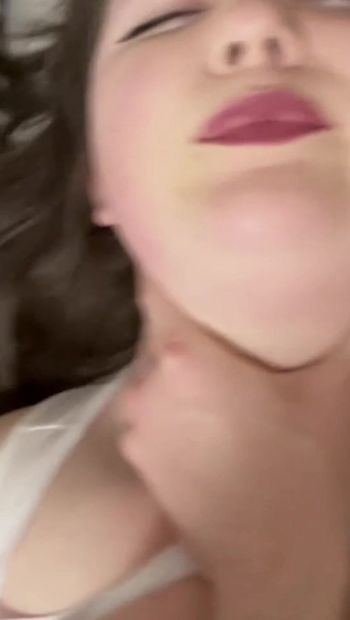 Teen BBW Fucked, cumming on huge cock with tight shaved pussy