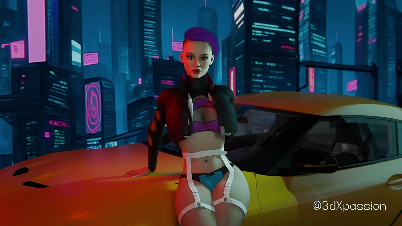 Neon Heat. Passionate sex with busty hot street girl in the neon room