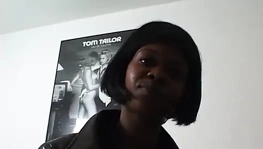 Hairy ebony teen sucks white cock