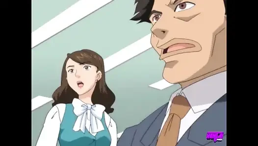 Hentai profesyonelleri - utangaç çalışan tezgah üzerinde domalarak sikiliyor ve son gün iş arkadaşları tarafından paylaşılıyor