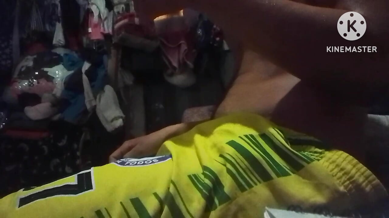 Rubbing it with the shorts
