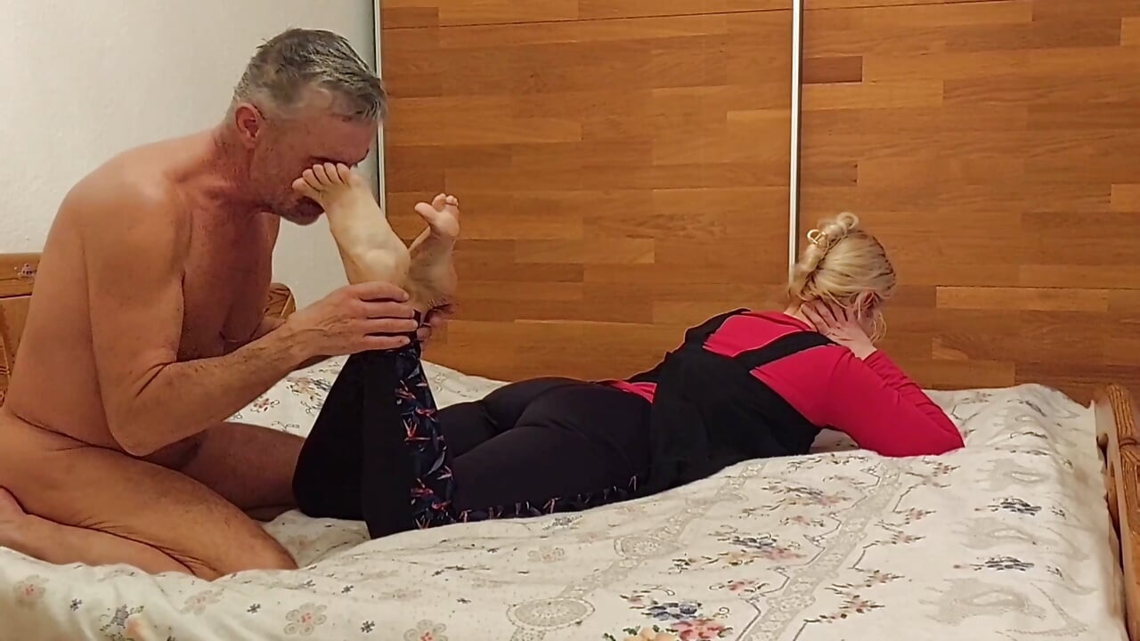Beautiful Blonde Mature Wife Enjoys Foot Fetish and Sex