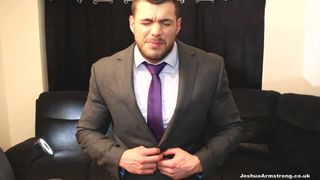 Muscle meet suit jacket and cum on self