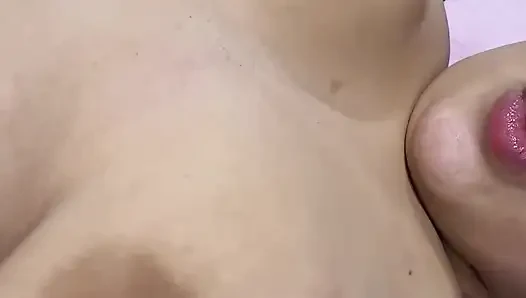 Hot mom loves to suck her tits very tasty