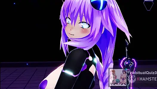 MMD R18 Фиолетовое сердце ILLELLA Hyperdimension Neptunia, сексуальный танец Ahegao NTR трах с жестким сексом с дилдо, Ахегао милфа