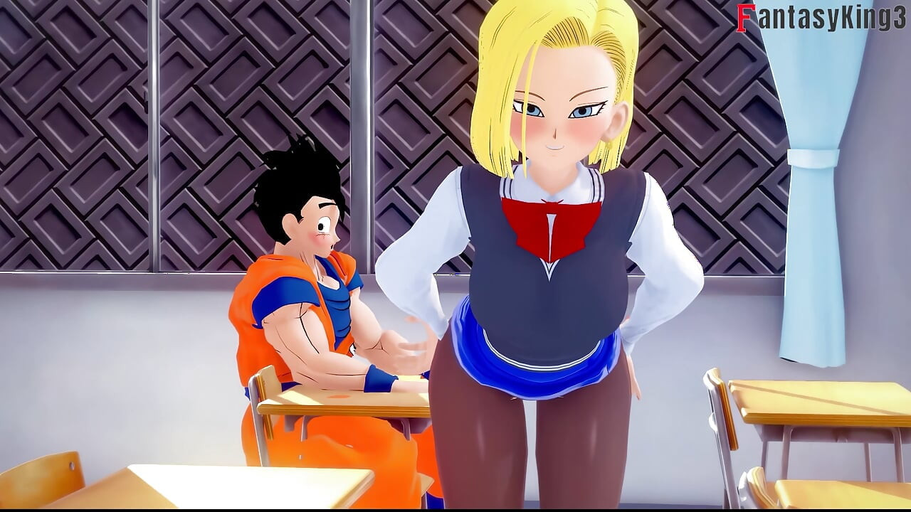 Android 18 seduces Gohan at the university - Dragon Ball Zex Series