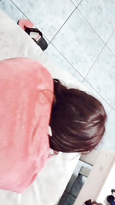 Stepsister puts her cute feet on my shoulders to penetrate her rich shaved pussy.