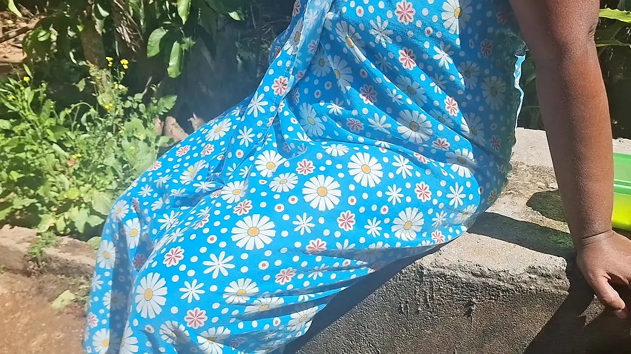 Stepmom Bathing Outdoor in the morning