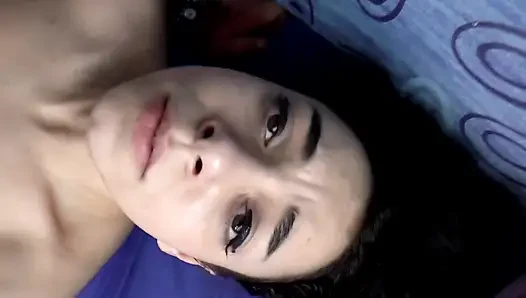 Cute brunette teen banged hard in her little pussy