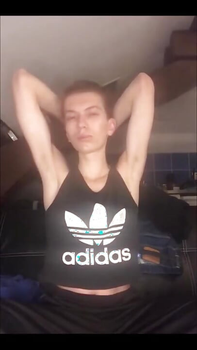 French Young Twink Jerk off While Sniffing His Sneakers Till He Cums