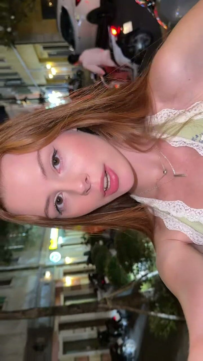Night stroll through the city with a playful little smile