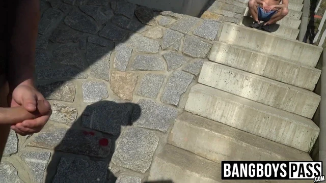 German dick rider pleasures thick cock for some cash outside