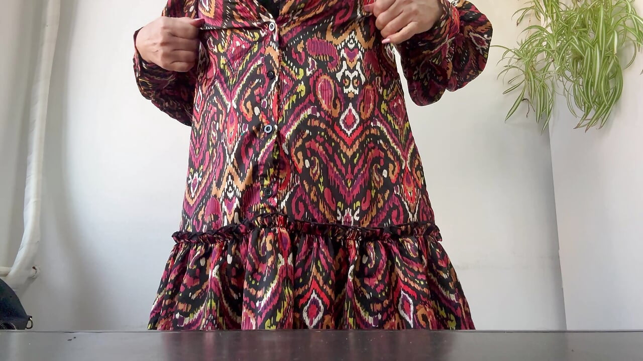 Hot sexy milf rubs her pussy through pantyhose