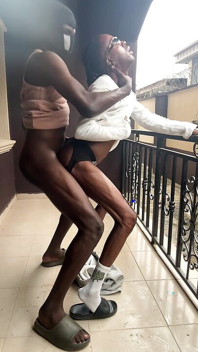 Outdoor with straight colleague for money
