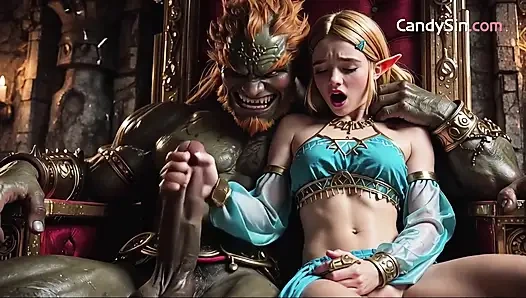 Руины чудовищного члена, тугие дырки Zelda в кримпае замка выставлены напоказ!