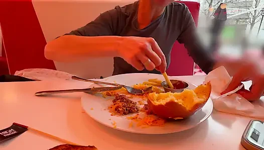 Having lunch in a restaurant wearing totaly sheer top exposing my pierced nipples and sexy boobs