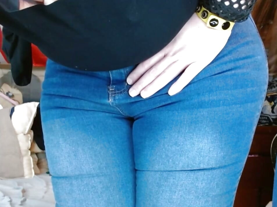 fat sissy with tits wearing and stripping out them tight jeans