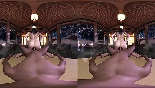 3D VR Pov, busty asian reverse cowgirl, 3D animation VR