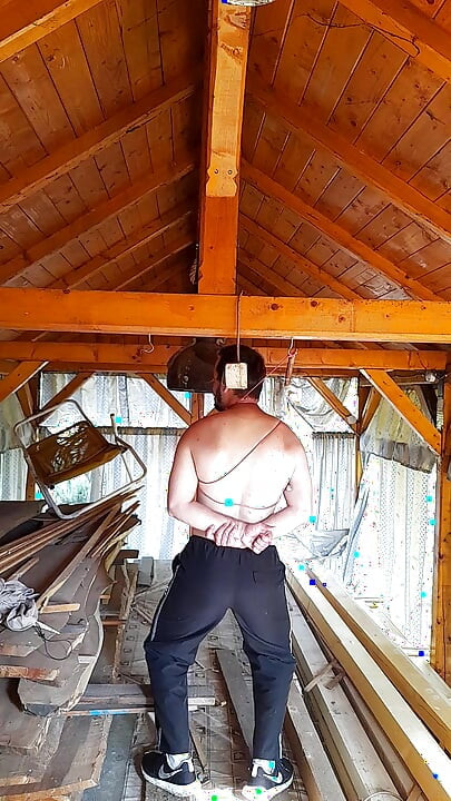 Man tied up gets hard by