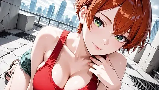 Многократные страстные кримпаи похотливой рыжеволосой красотки футуристического метро